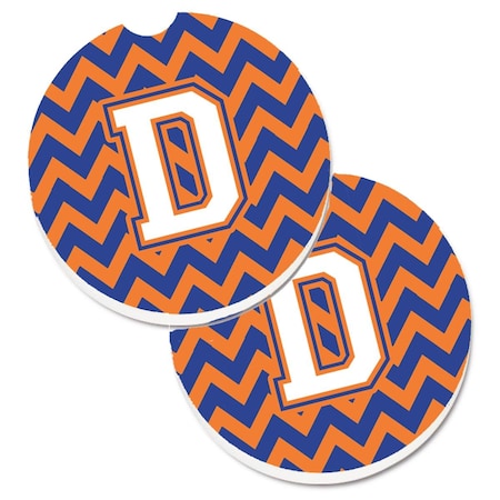 Carolines Treasures Letter D Chevron Blue and Orange No.3 Set of 2 Cup Holder Car Coaster CJ1060-DCARC